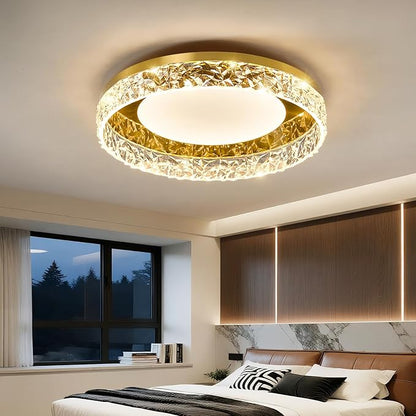 ZGLAOJT Gold Led Flush Mount Ceiling Light Modern 40w 3000k-6000k Light Fixture 15.7inch Bathroom Round Ceiling Lamp for Kitchen Bedroom Entryway Hallway Living Room.