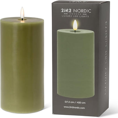 Abbott Collection Wax LED Flameless Pillar Candle - Green (4x8 H)