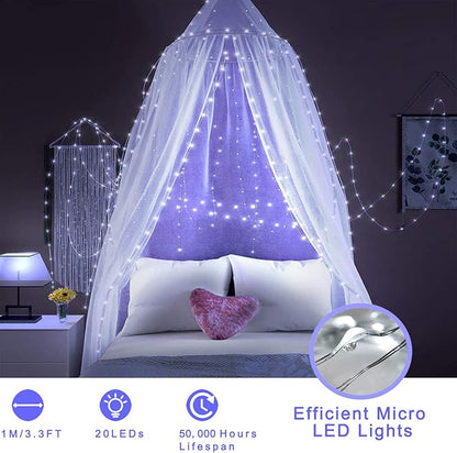 Ostwiki Fairy Lights Battery Operated, 12-Pack Mini String Lights, 20 LED 7ft Twinkle Firefly Starry Lights for DIY Craft Mason Jar Bedroom Wedding Party Table Christmas Decoration (Cool White)