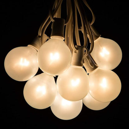 25FT Outdoor String Lights, G40 Frosted White Globe String Lights with 27 Warm White Bulbs, Hanging Patio Lights UL Listed for Indoor Outdoor Backyard Garden Wedding Party Cafe Christmas Decorations