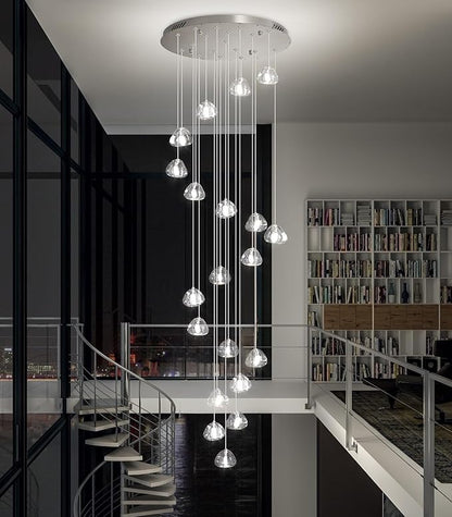 HAIXIANG LED Glam Chandelier 138 inches Long Light Luxury Crystal Ceiling Chandeliers Remote Dimmable High Ceiling Pendants Lighting Fixtures Antique Gold 20 Lights