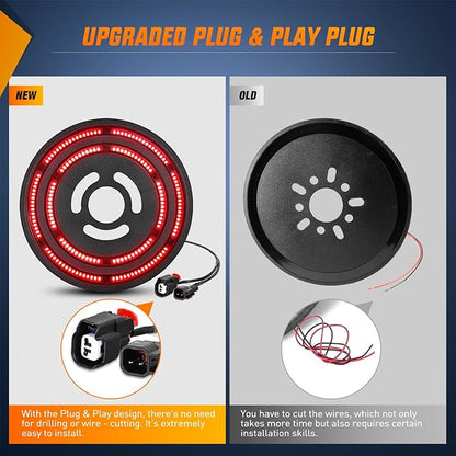 Nilight Spare Tire Brake Light Red Double Row LED Ring 3rd Third Stop Rear Wheel Lights Plug and Play Fit for 2021 2022 2023 Ford Bronco 2/4 Doors