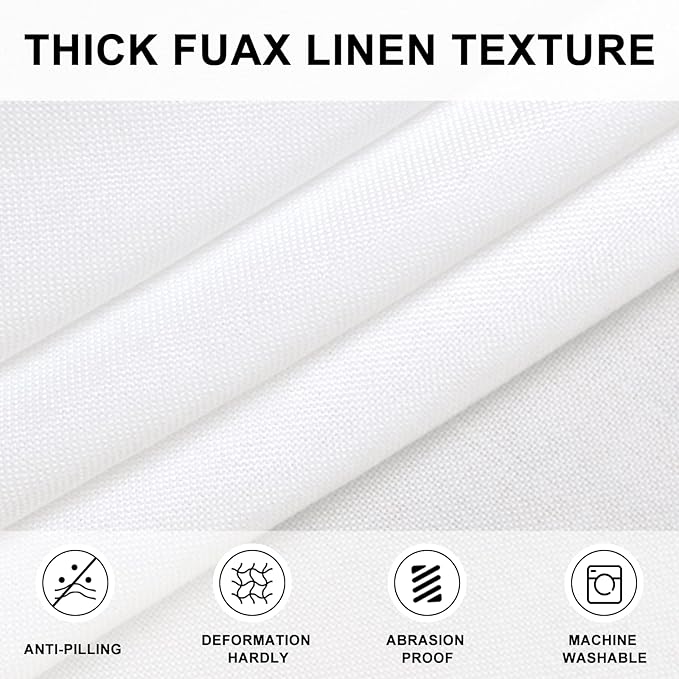 Hiasan Round Linen Tablecloth 120 Inch - Wrinkle and Stain Resistant Washable Polyester Fabric Table Cloth for Dining Room Kitchen Party, White
