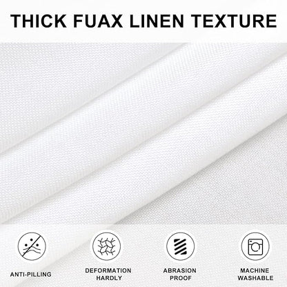 Hiasan Round Linen Tablecloth 120 Inch - Wrinkle and Stain Resistant Washable Polyester Fabric Table Cloth for Dining Room Kitchen Party, White
