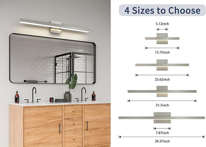 Joossnwell Brushed Nickel Vanity Light for Bathroom Lighting Fixtures Over Mirror Modern Bath Vanity Lights Bar 5CCT Diammable Bathroom Lights 31.5 inch ETL Certificated
