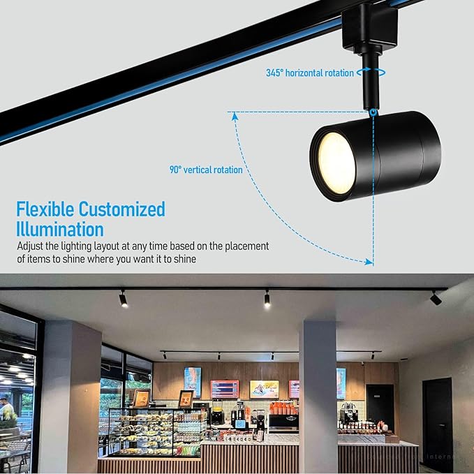 LEONLITE 8-Pack Studio Series 8.5W LED H Track Lighting Heads, ETL FCC T24, Dimmable Retail Track Light Heads for Store Shop Cafe, 600LM, CRI90, H Track Lighting, 5CCT, Matte Black