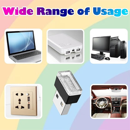 USB LED Car Interior Atmosphere Lights, 2 PCS, Night Light, Decoration Lamp USB Night Light for All Car Interiors (White)