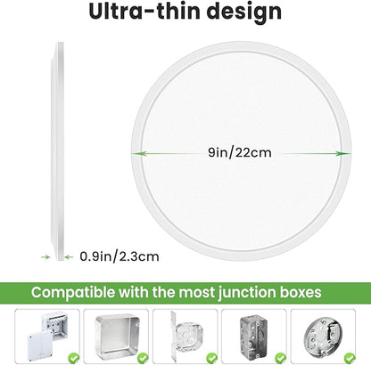 zemty LED Ceiling Light 9Inch - 24W 2400LM Small Led Lighting Fixture for Ceiling, 3000K-4500K-6000K Selectable, Super Thin & Low-Profile Flat Ceiling Lamp for Bedroom Kitchen Bathroom - 2Pack