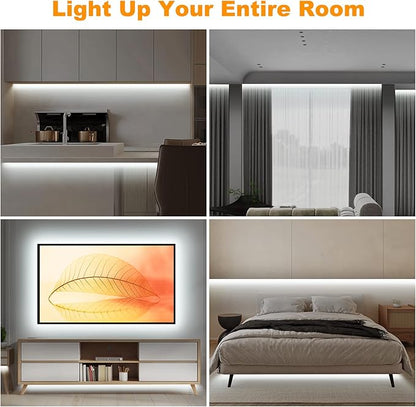 Tatazone 16.4ft 6500K WiFi COB Led Strip Light with App and Remote, Compatible with Alexa and Google, Dimmable Cool White Indoor COB Led Lights for Stair, Kitchen, Cabinet