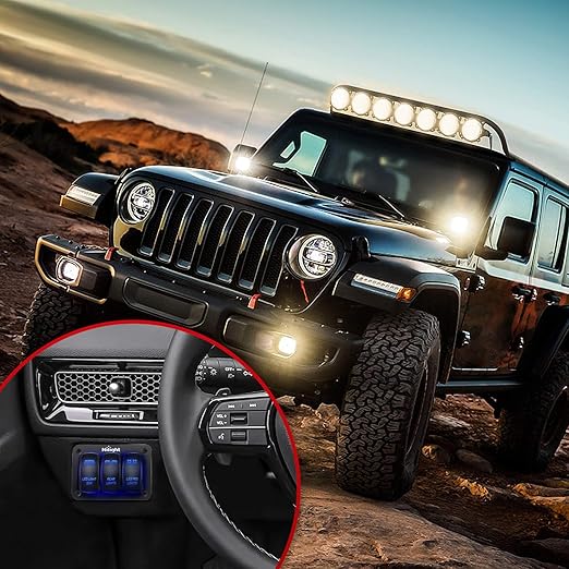 Nilight 16AWG LED Light Bar Wiring Harness Kit 12V On/Off 3 Gang Laser Etched LED Pod Lights Rocker Switch Panel Power Relay Fuse 5Pin Toggle Switch for Cars Boat ATV Trucks-4 Leads, 2 Years Warranty