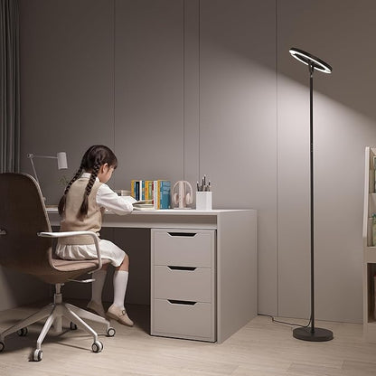 【Upgraded】Modern LED Floor Lamp - 30W Super Bright Standing Lamp, 350° Rotating Reading Floor Lamp with Remote Control, 3000K-6500K Stepless Dimmable, Tall Floor Lamp for Living Room, Bedroom, Office