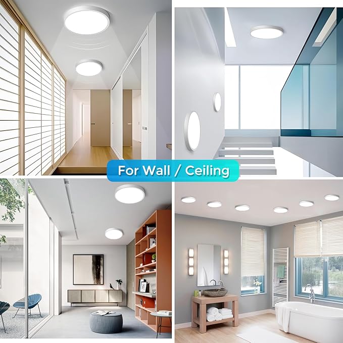 LightingWill 7 Inch LED Flush Mount Ceiling Light Fixture, 4000K Nurture White, 1500LM, 12W, Flat Modern Round Lighting Fixture, 120W Equivalent White Ceiling Lamp for Kitchens, Bedrooms.etc.