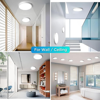 LightingWill 7 Inch LED Flush Mount Ceiling Light Fixture, 5000K Daylight White, 1500LM, 12W, Flat Modern Round Lighting Fixture, 120W Equivalent White Ceiling Lamp for Kitchens, Bedrooms.etc.