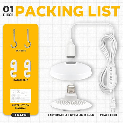 Hanging Grow Lights, 30W Full Spectrum, with Timer and 16.4FT Power Cord, Plant Lights for Indoor Growing, Garden, Flowers, Greenhouse (30W Grow Light(Timer))