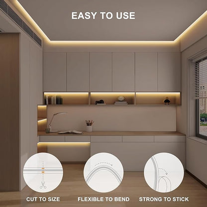 32.8ft COB Led Strip Light with Remote, 2700K Ra93+ Dimmable Bright Warm White Led COB Strip Light, White Led Strip Light for Mirror, Stair, Cabinet, Room