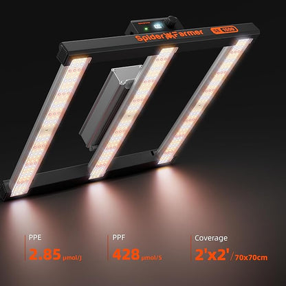 Spider Farmer SE1500 150W LED Grow Light, 2x2ft Coverage, App & Digital Dimming Control, Full Spectrum Bar Style Grow Light for Indoor Plants
