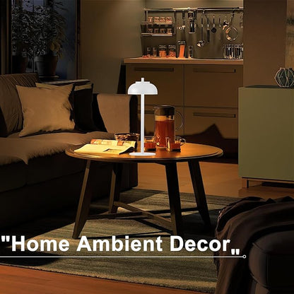 White Table Lamp Set of 2 Rechargeable,Table Lights Battery Operated-IP65 Waterproof-for Outdoor Patio/Restaurants/Home/Dinner/Table Lighting-Touch Control & Dimmable