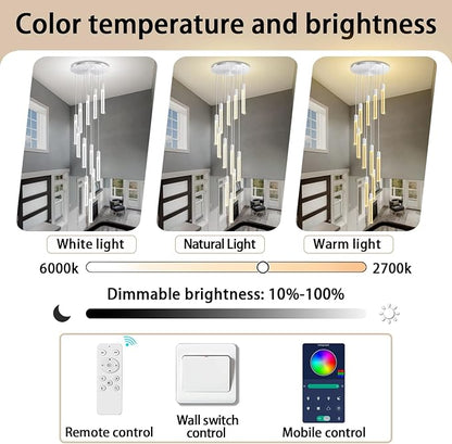 Luxury 12 Light Modern Crystal Pendant Light - 118" High Ceiling Silver LED Dimmable Pendant Light for Bedside Island Kitchen Living Room
