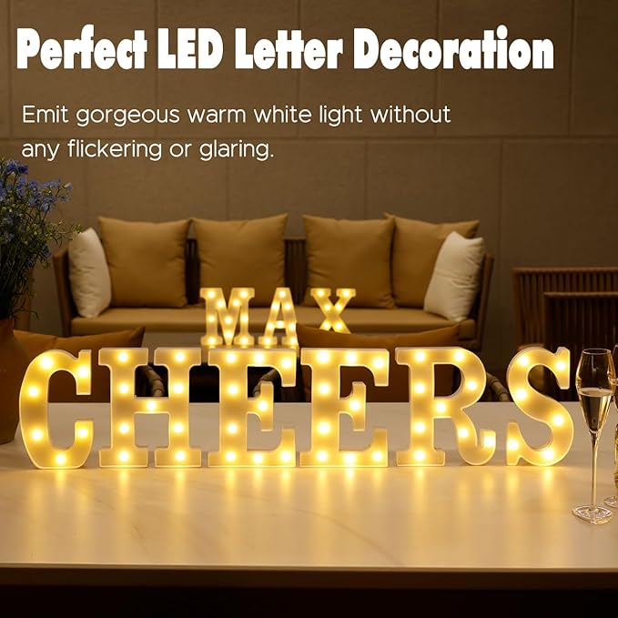 Small Led Marquee Letters, Light Up Letters, 8.58 Inch Led Letter Lights, Battery Powered Lighted Sign for Table, Party, Birthday, Christmas Decor (Letter C)