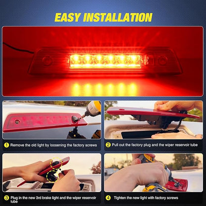 Nilight Third Brake Light Tail High Mount 3rd Stop Lights Red Lens Compatible with Jeep Liberty 2008 2009 2010 2011 2012 Van SUV Rear Center Cab Lamp