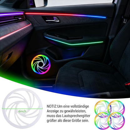 Car Interior Lighting, 22-in-1 HMYC 128 Colorful LED Acrylic Fiber Optic Strips, Universal Decorative Ambient Lighting with Music-synced Rhythm, app Control, RGB neon Lighting for All Cars