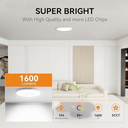 WKONCLDY 7.5Inch LED Ceiling Lights, 5 Colors Selectable (3000K/3500K/4500K/5000K/6000K) Flush Mount Ceiling Lights, Ultra Thin LED Lights Fixtures 0.87Inch for Dinning Room