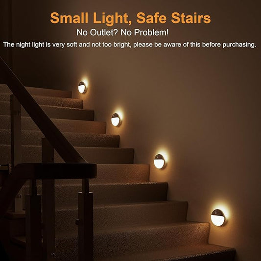 YUNLEX 2 Pack Toliet Lights, 2.6" Small Motion Sensor Battery Night Light, Dimmable LED Nightlight, 3 Light Modes, Stick on Lights for Bathroom, Travel, Stairs, Cabinet, Bedroom, Kids, Warm Yellow