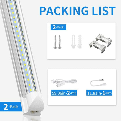 CNSUNWAY LED Shop Light 3FT, 34W 6500K Cool White, T8 LED Tube Lights, 4760LM V-Shape Ceiling Shop Lights, Linkable Under Counter Light for Kitchen, Garage, Workbench, Basement, ETL Listed (2-Pack)
