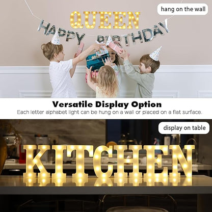 Small Led Marquee Letters, Light Up Letters, 8.58 Inch Led Letter Lights, Battery Powered Lighted Sign for Table, Party, Birthday, Christmas Decor (Letter T)