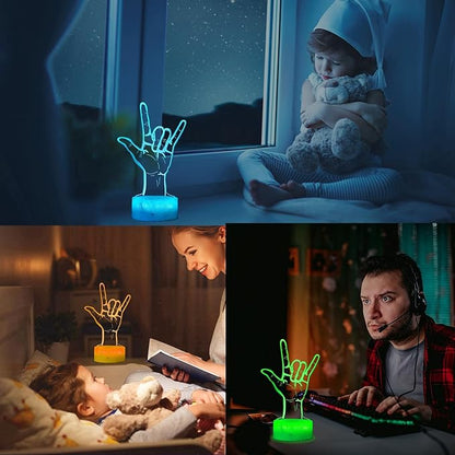 I Love You Night Light, Loving You Hand Sign, Lover 3D Illusion Lamp with 16 Colors Changing, Timer, 4 Flash Modes and Dimmable, Men Women Boys Girls Room Decoration, Holiday Xmas Gifts