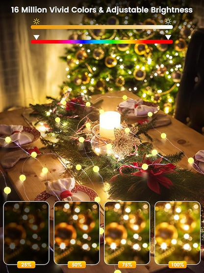 Smart Color Changing String Lights for Bedroom, 33FT 66LED App Control LED Globe Fairy Lights with Remote, Twinkle Light Indoor Outdoor for Girl's Room Party Classroom Decorations