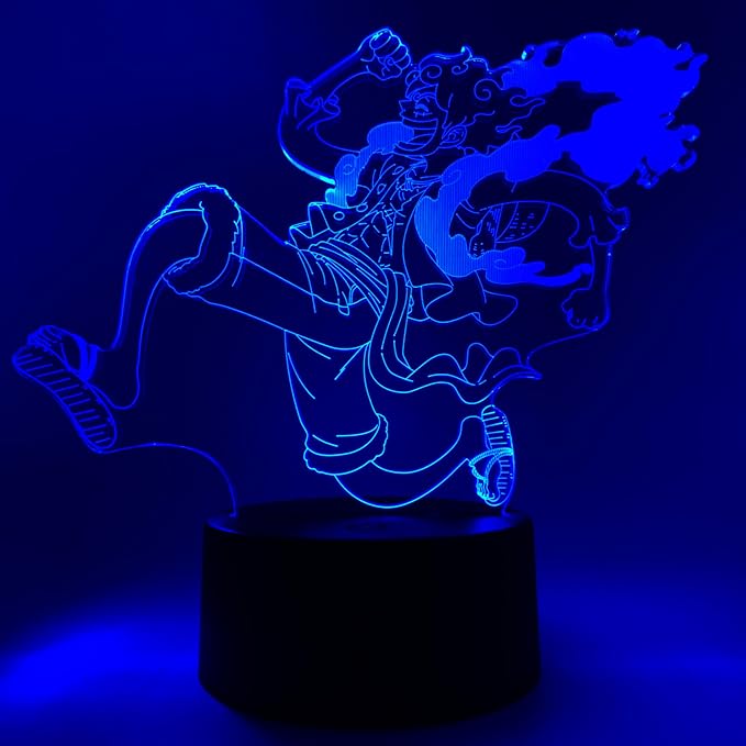 Otaku Lamps Luffy GEAR5 Moon One Piece – Anime Lamp Figure Night Light, 16 Color RGB LED – 3D Anime Room Décor Gift for Otaku