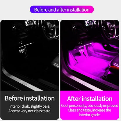 Car Interior LED Lights, Smart Car Lights with App Control, RGB Inside Car Lights with DIY Mode and Music Mode, 2 Lines Design LED Lights for Cars with Car Charger, DC 5V
