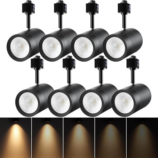 LEONLITE 8-Pack Retail Pro Series 17.5W LED H Track Lighting Heads, ETL, Commercial Dimmable H Track Light Heads for Store Shop Restaurants, CRI90 Track Lighting, 3000K, Matte Black