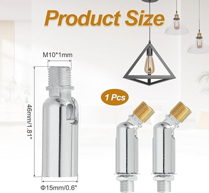 MECCANIXITY Sloped Ceiling Adapter, 180 Degree 46x15mm M10 Fine Thread Sloped Ceiling Light Fixture Adapter Kit for Ceiling Pendant Light Chandelier Track Suspend(Silver)