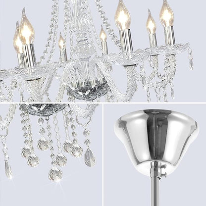 Crystal Chandeliers Candle Chandeliers Contemporary Elegant 8 Lights Dining Room Light Fixture LED Chandeliers Pendant Celing Lamp for Living Room, Bedroom, Gazebo