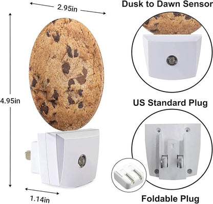 Food Decorative Night Light Chocolate Chip Cookie Funny Dessert Plug-in Nightlight Energy Saving 0.5W LED Lighting for Boys Girls Men Women