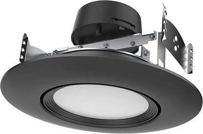 Satco LED Retrofit Gimbal Downlight, CCT Selectable 2700K/3000K/3500K/4000K/5000K, 5-6 Inches, Black Finish