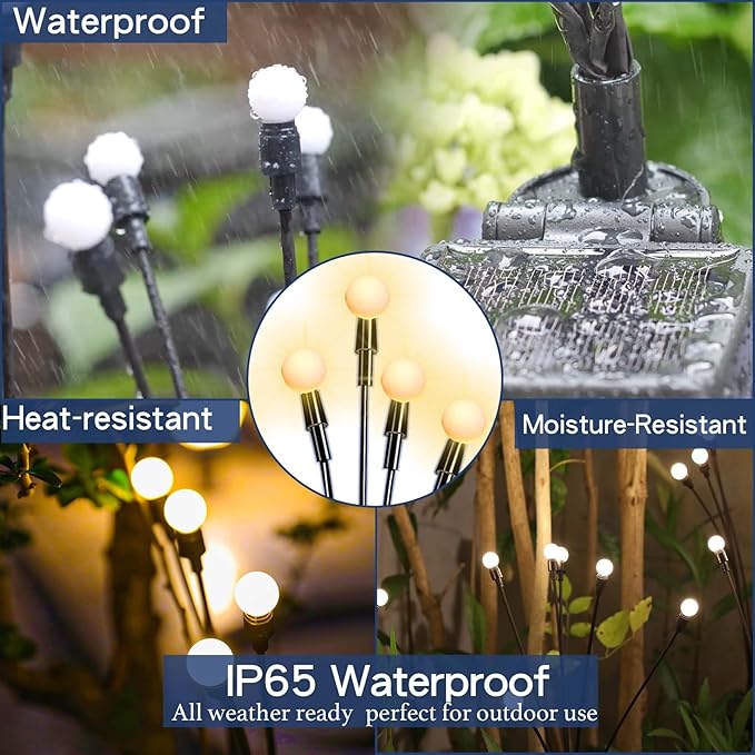 TONULAX Solar Garden Lights 8 Pack - Upgraded Solar Swaying Light, Sway by Wind, Outdoor Lights, Yard Patio Pathway Decoration, High Flexibility Iron Wire & Heavy Bulb Base, Warm White