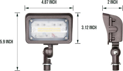 GKOLED 25W LED Flood Lights Outdoor, Dusk to Dawn Security Light, with Anti-Glare Guard, 120V 3000K 2600LM Waterproof Landscape Lighting, Aluminum, 1/2" Knuckle Mount, 2 Pack, UL Listed