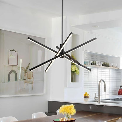 Y'INSP Black LED Chandeliers for Dining Room, 4-Lights Modern Pendant Light Fixture LED Embedded Hanging Lighting Fixtures for Kitchen Island Bedroom Living Room