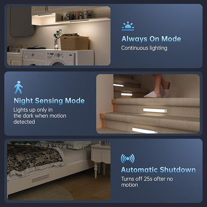 Under Cabinet Lighting,5 Pack Rechargeable Motion Sensor Light Indoor,3 Colors Dimmable,Magnetic Closet Lights Battery Operated,Under Counter Lights for Kitchen,Wardrobe, Hallway, Home