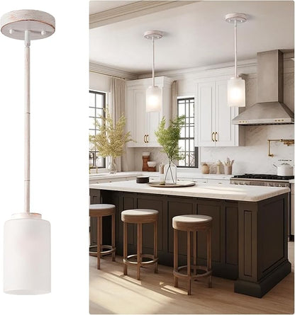 1-Light Mini Pendant Light Fixtures, Industrial Chandelier Hanging Ceiling Lights with Opal White Glass, Adjustable Height, White Brush Gold Pendant Lamp, 3 Pack
