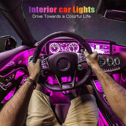 Car LED Lights,Smart Car Interior Lights with App Control,Car Atmosphere Lights,Car LED Interior Lights,Interior RGB Lights,Inside Car Lights with DIY Mode and Music Mode.