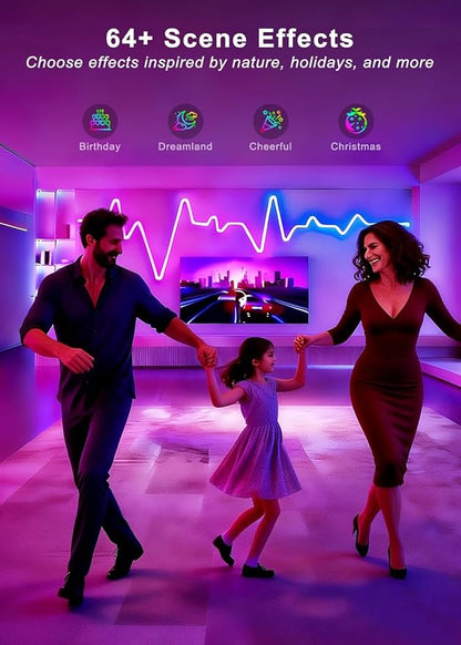 9.8FT Neon Rope Lights,Flexible RGB+IC LED Strip Lights,Remote Control,Multiple Modes,for Living Room,Bedroom,Holiday Decoration