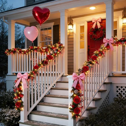 LAMPHOME 100 Count Red Clear Valentine Lights, Connectable 20ft Valentine Room Lights, Plug in Pink Christmas String Light Indoor Outdoor for Christmas Bedroom Valentines Party