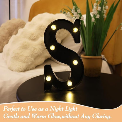 Led Marquee Letters, 8.58 Inch Black Light Up Letters, Small Led Letter Lights, Battery Powered Lighted Letterfor Table, Party, Birthday, Christmas Decor (Black, Letter H)
