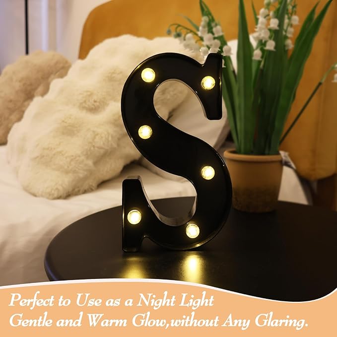 Led Marquee Letters, 8.58 Inch Black Light Up Letters, Small Led Letter Lights, Battery Powered Lighted Letterfor Table, Party, Birthday, Christmas Decor (Black, Letter I)