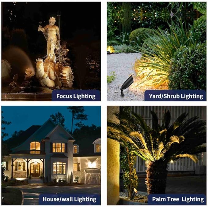 Gardenreet Black Brass Landscape Lighting Kit (12-Pack Spotlights) with 300W Low Voltage Transformer and Mechanical Timer and 250FT Wire and 50Pack Connectors for Outdoor Garden Patio