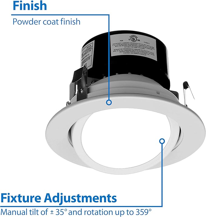 DLG4 Series 4 in. LED Gimbal Downlight Retrofit Kit in 4000K (DLG4-10-120-4K-WH